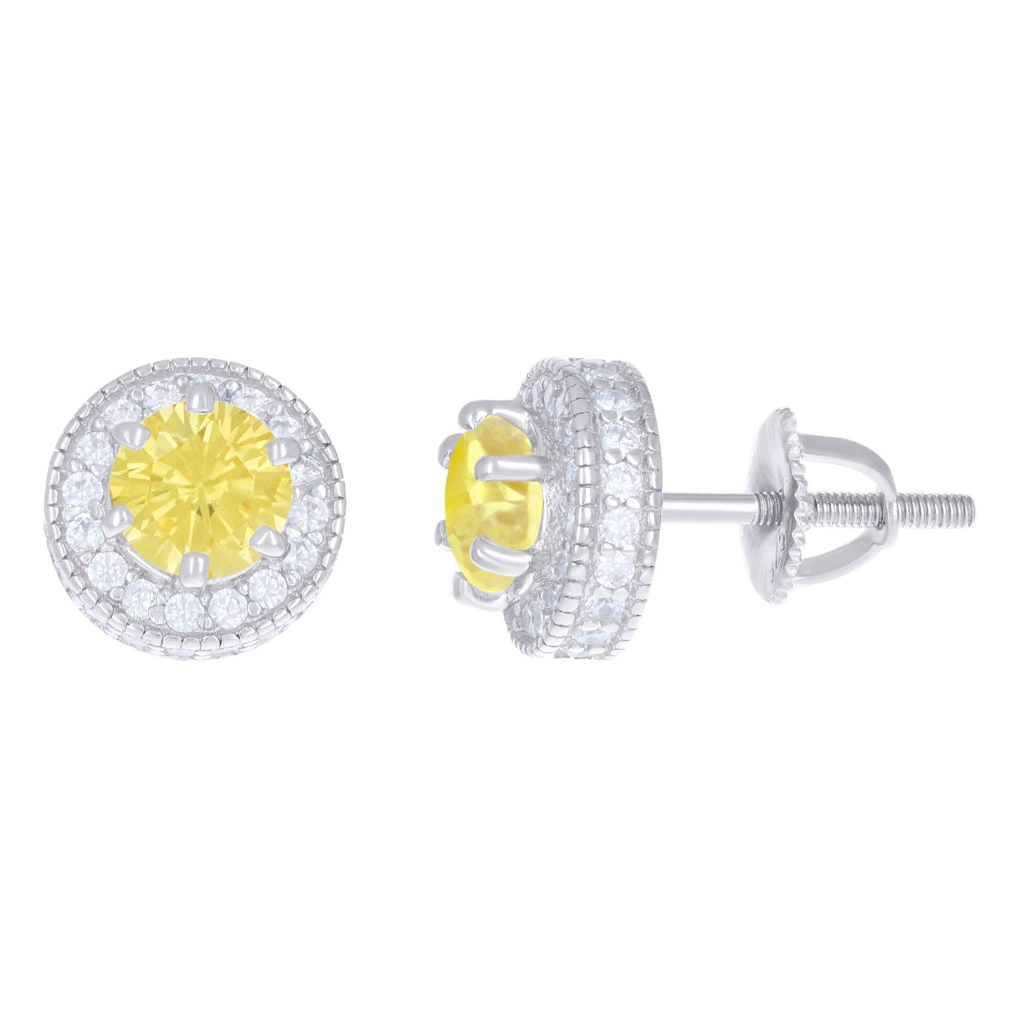 925 Sterling Silver Cz Earrings With Screwback
