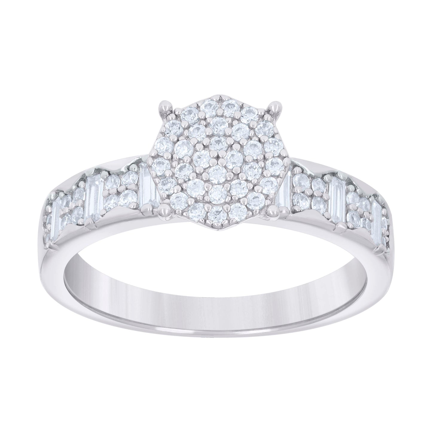 925 Sterling Silver Cz Trio Ring S6