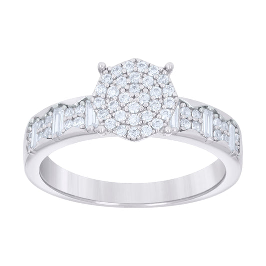 925 Sterling Silver Cz Trio Ring S6