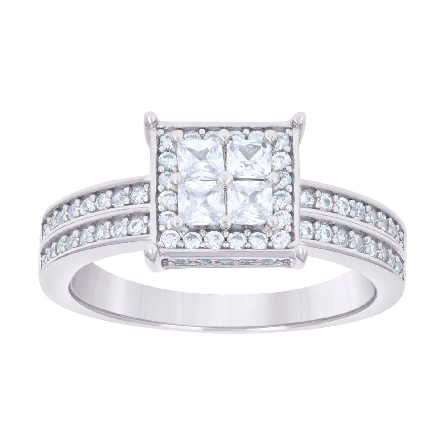 925 Sterling Silver Cz Trio Ring Set S6