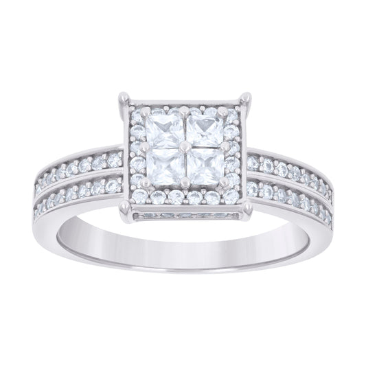 925 Sterling Silver Cz Trio Ring Set S6