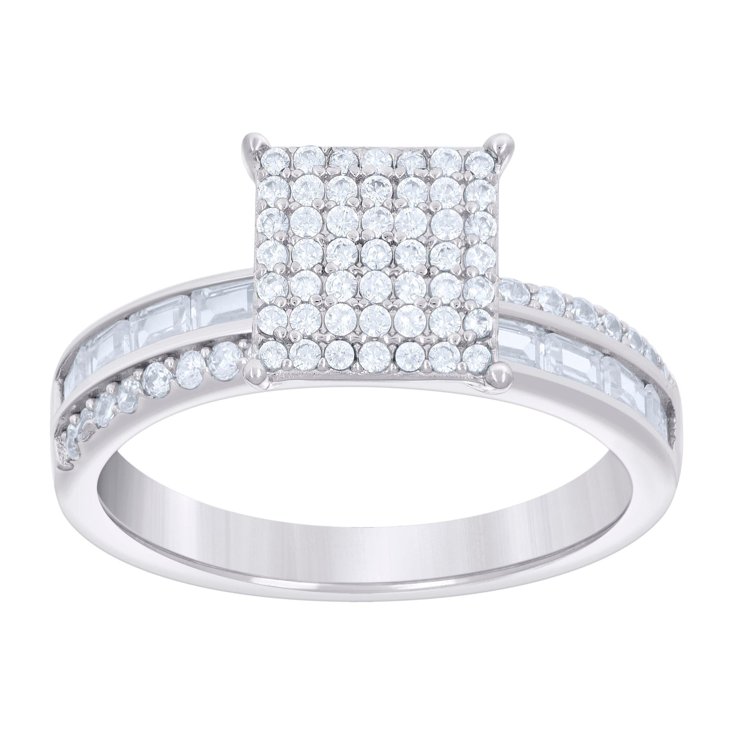 925 Sterling Silver Cz Trio Ring S6