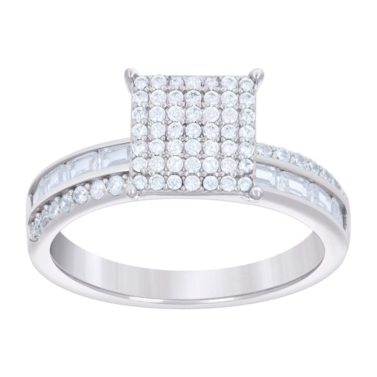 925 Sterling Silver Cz Trio Ring S6