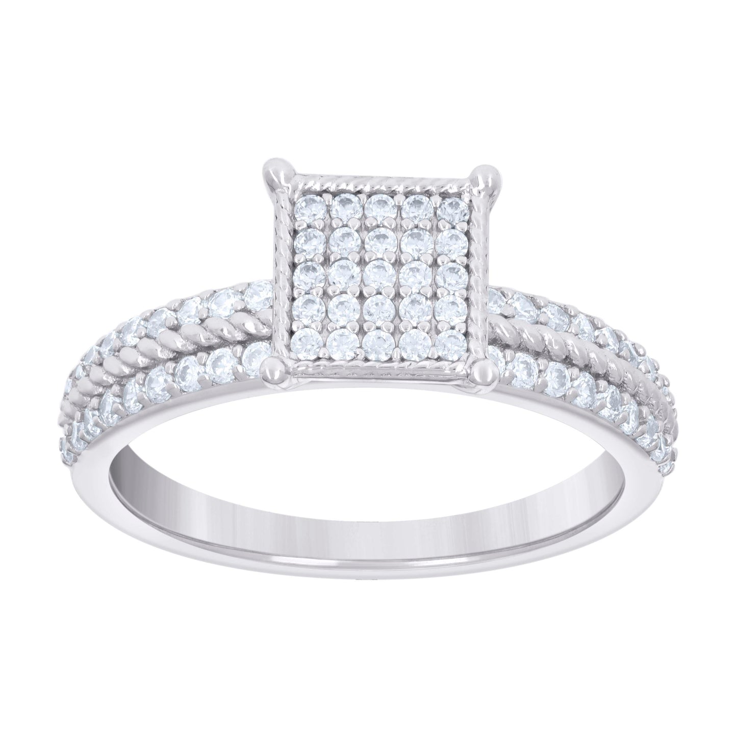 925 Sterling Silver Cz Trio Ring Set S6