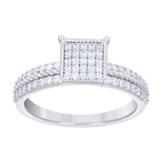 925 Sterling Silver Cz Trio Ring Set S6