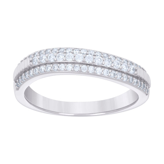 925 Sterling Silver Cz Trio Ring Set S6