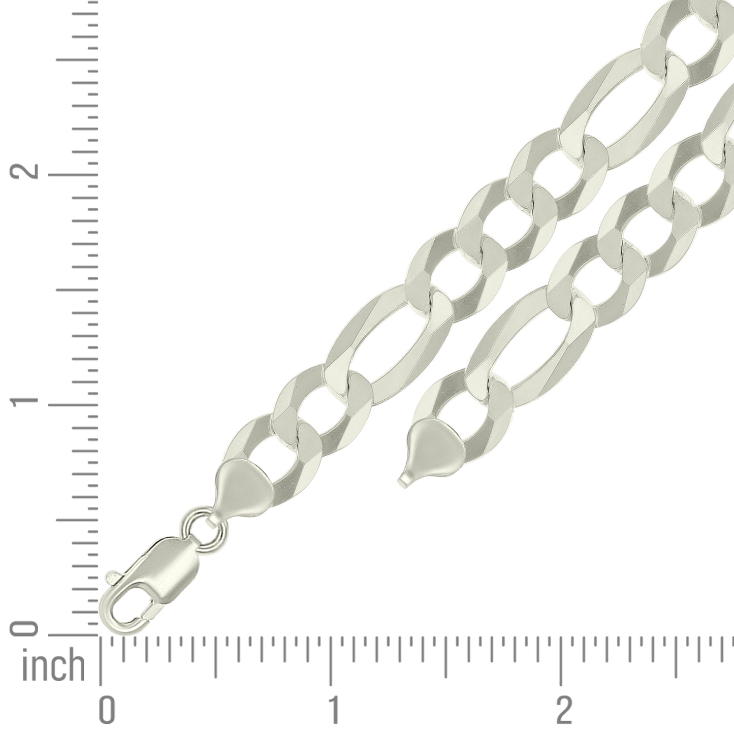 925 Silver Super Flat Figaro Chain 11mm