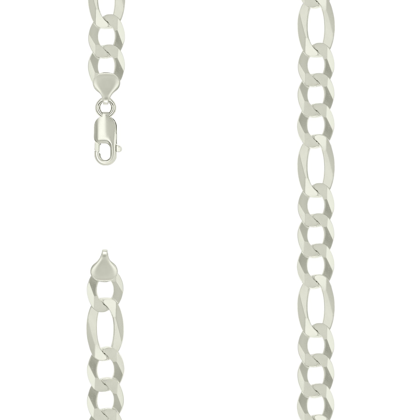925 Silver Super Flat Figaro Chain 11mm