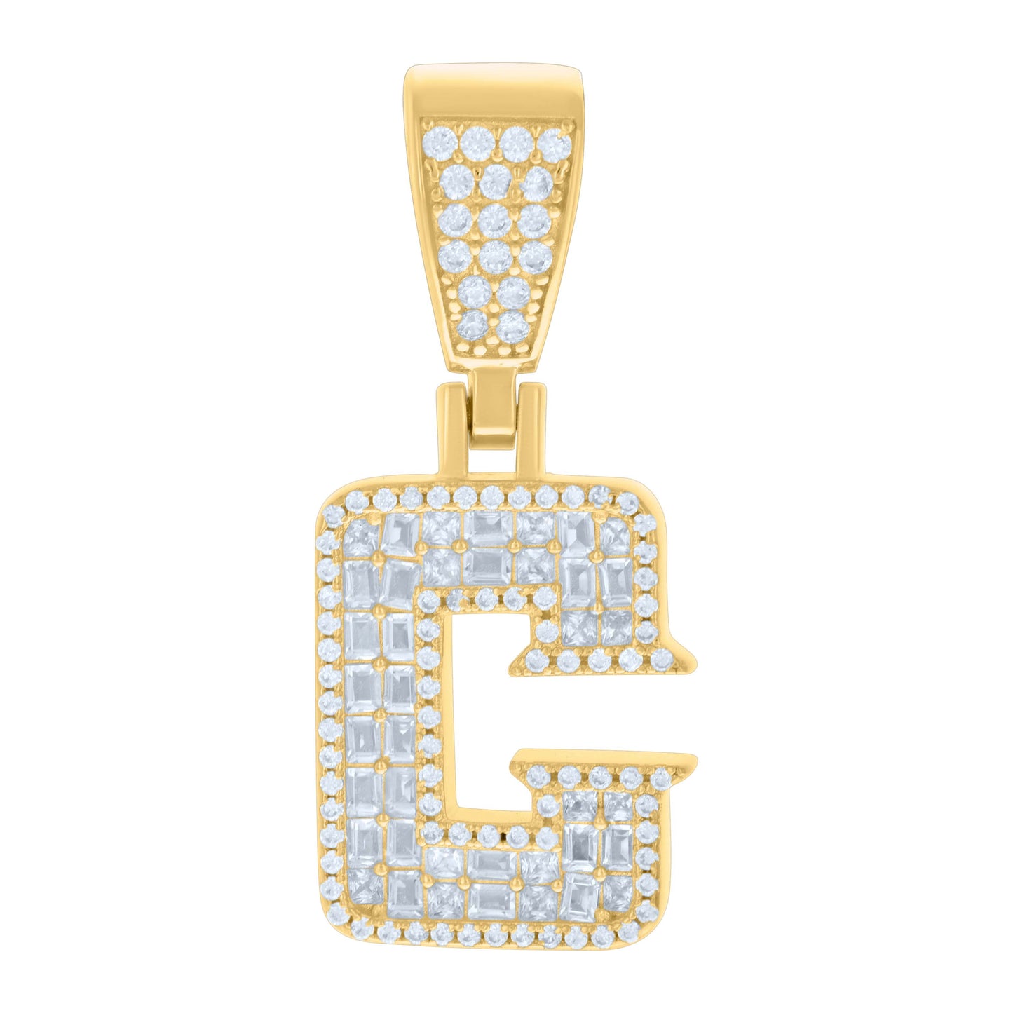 925 Sterling Silver Cz Pendant Initial Letter "C"