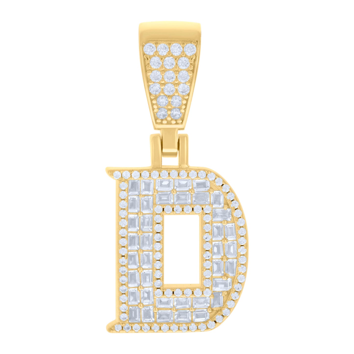 925 Sterling Silver Cz Pendant Initial Letter "D"