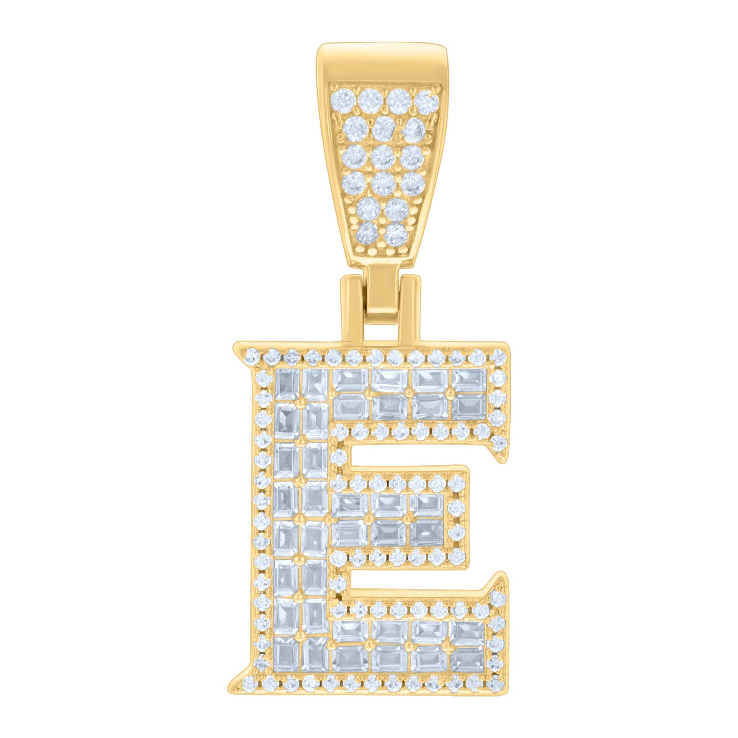 925 Sterling Silver Cz Pendant Initial Letter "E"