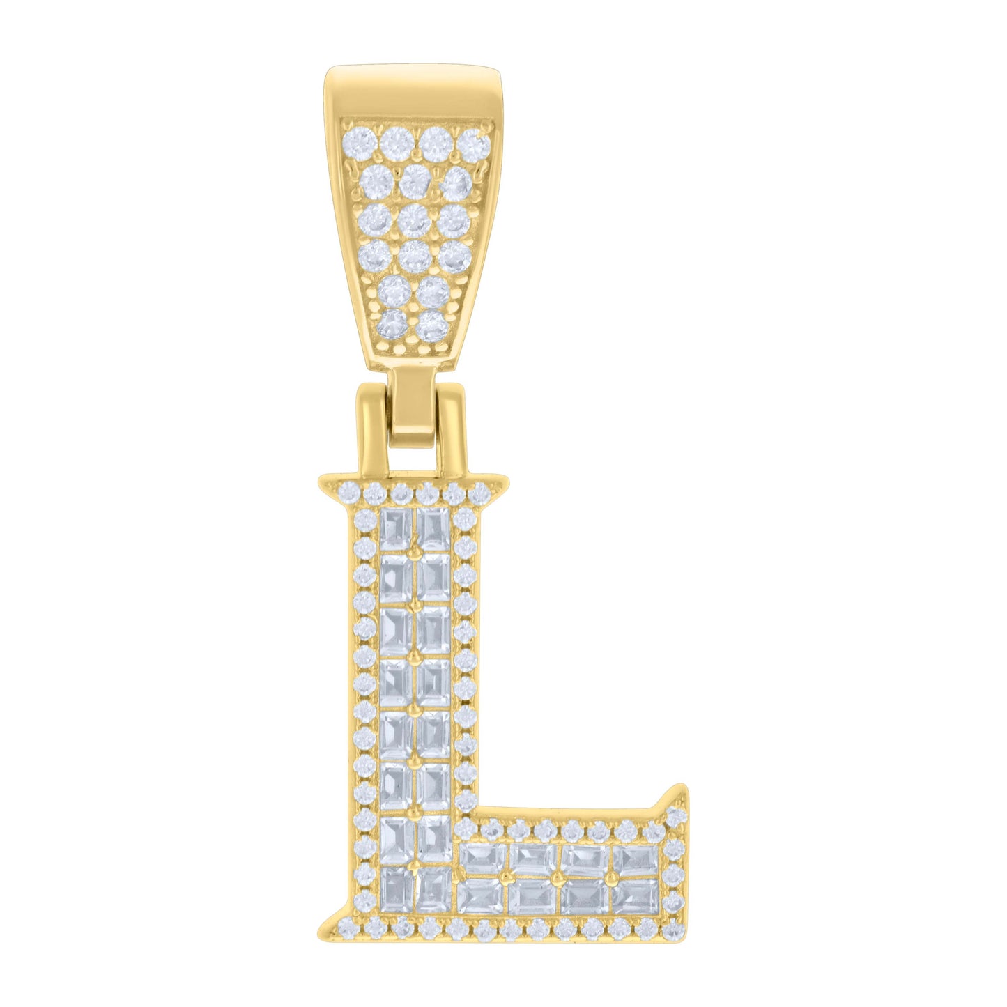 925 Sterling Silver Cz Pendant Initial Letter "L"