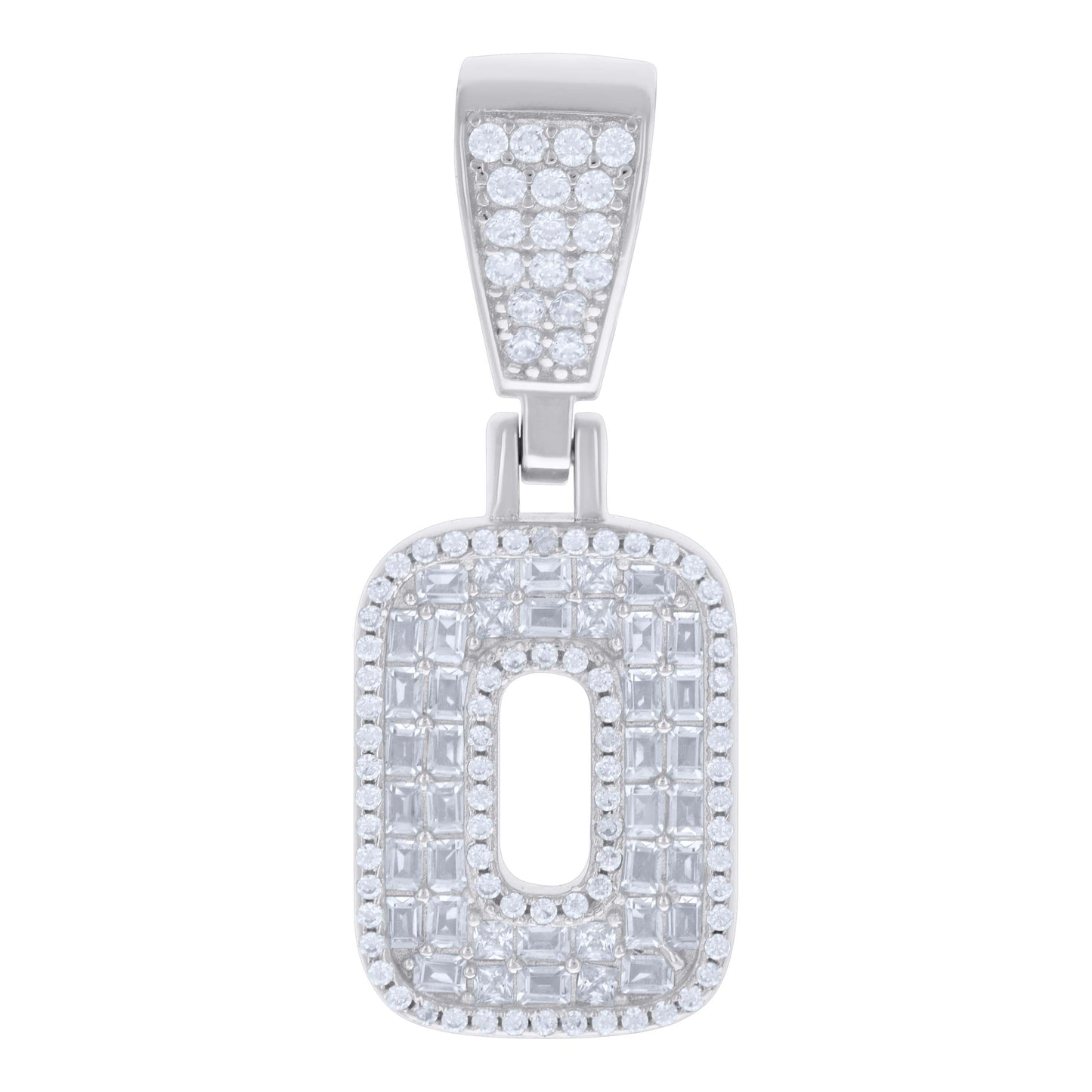 925 Sterling Silver Cz Pendant Initial Letter "O"