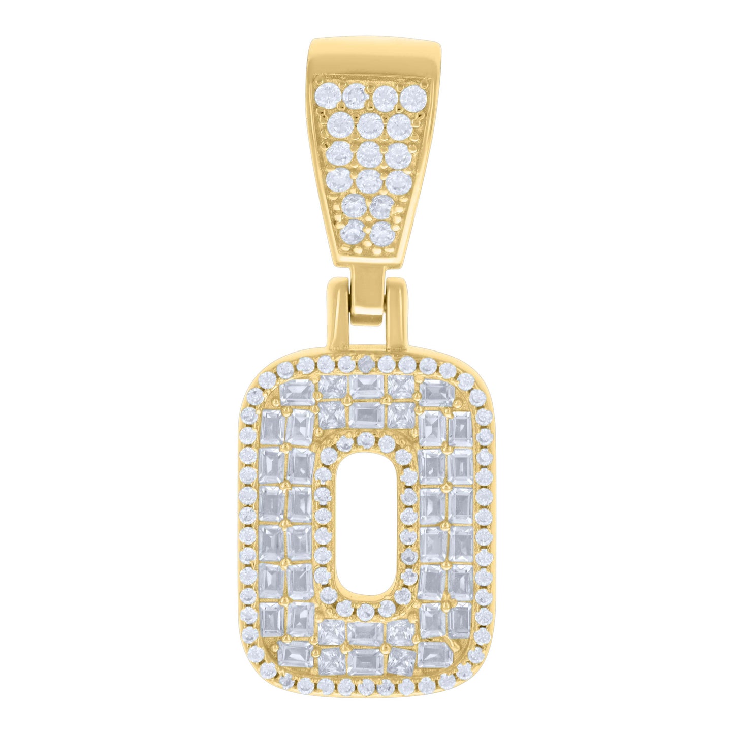 925 Sterling Silver Cz Pendant Initial Letter "O"