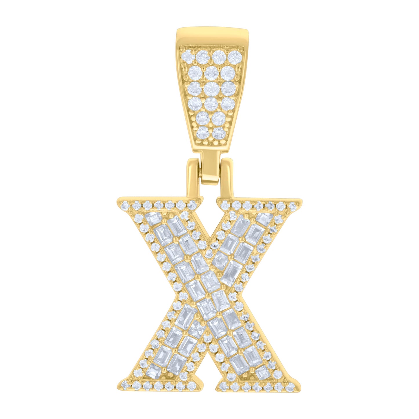 925 Sterling Silver Cz Pendant Initial Letter "X"