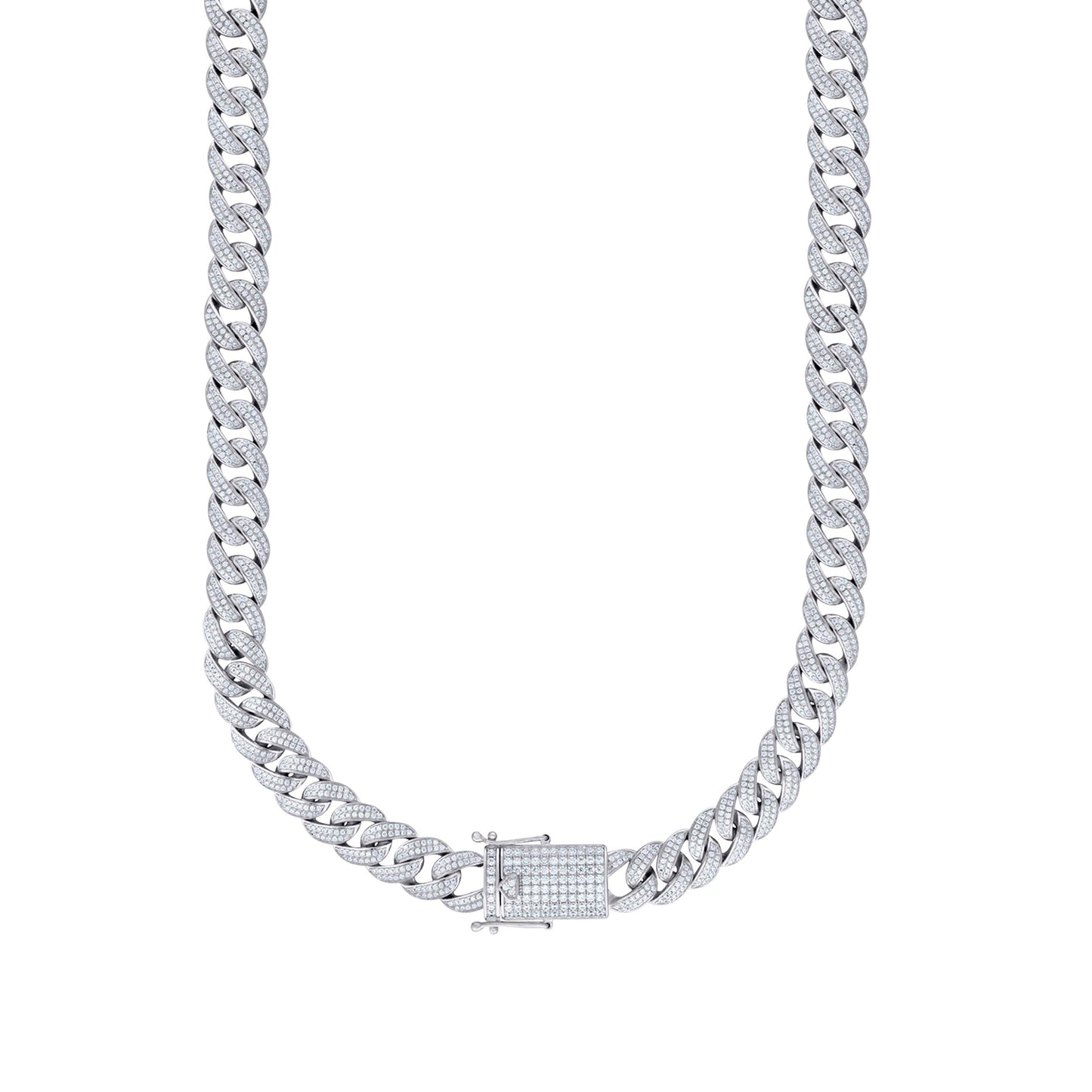 925 Sterling Silver Moissanite 9.90Ctw Miami Cuban