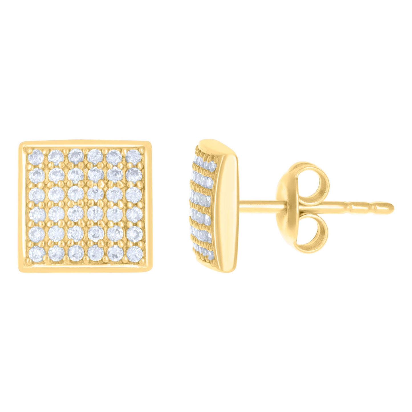 10Kt Gold Cz Earrings 10mm