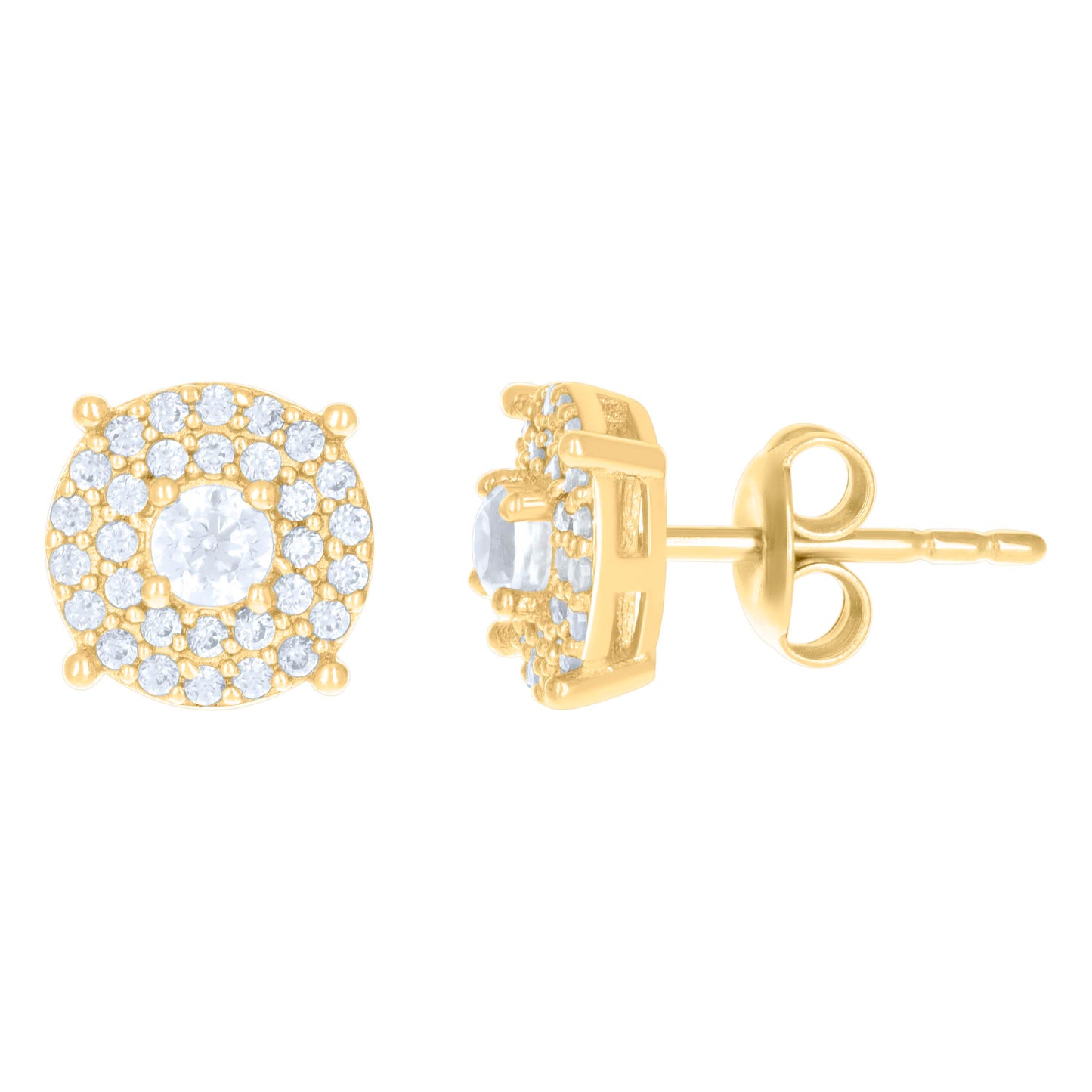 10Kt Gold Cz Earrings 10mm
