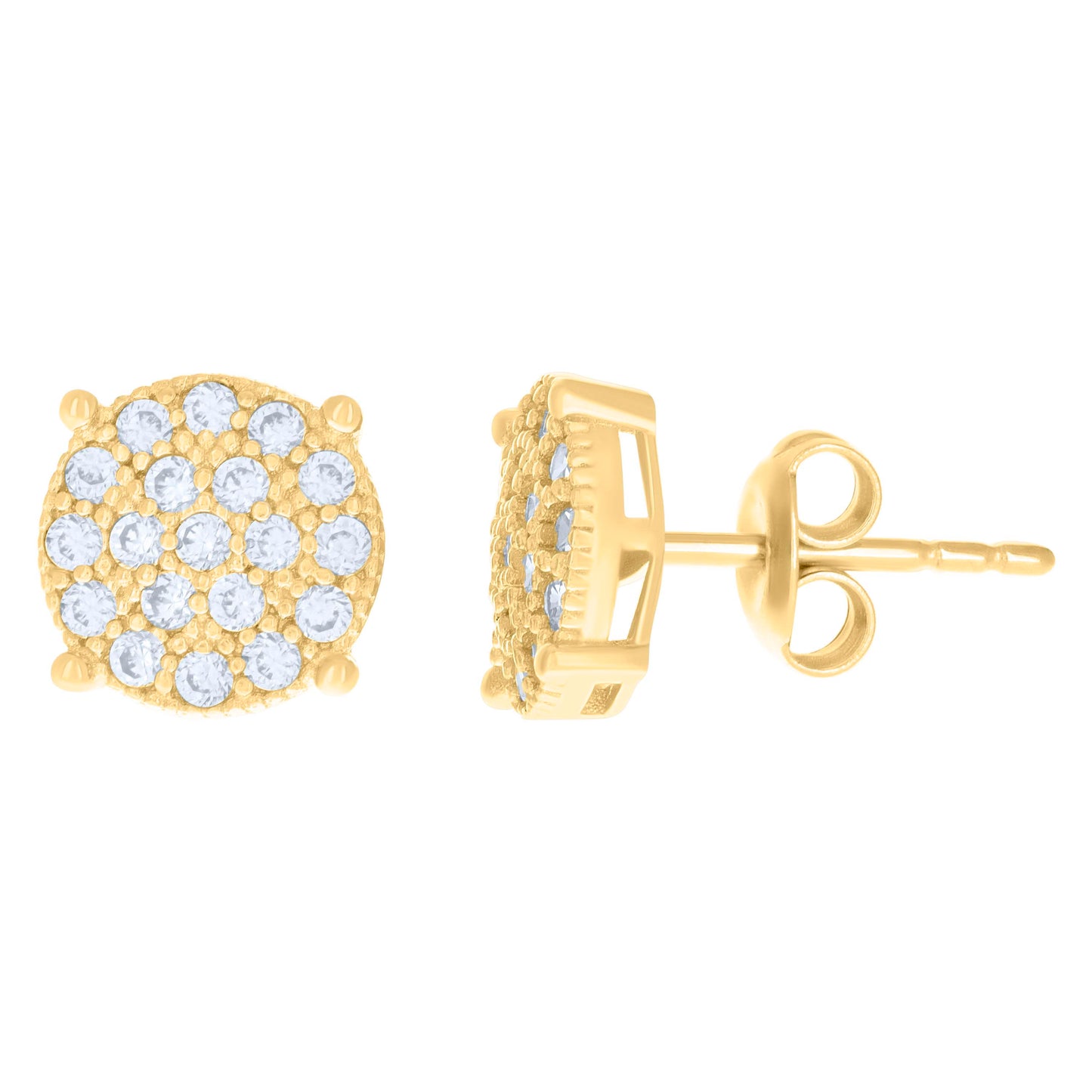 10Kt Gold Cz Earrings 9mm
