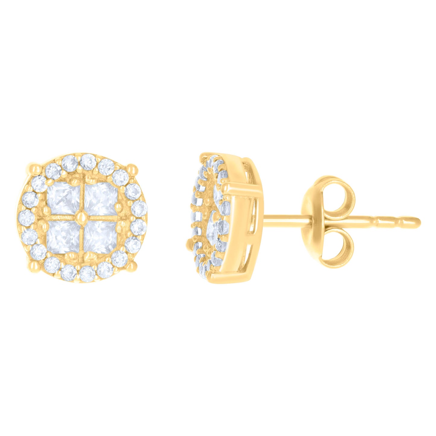 10Kt Gold Cz Earrings 9.4mm