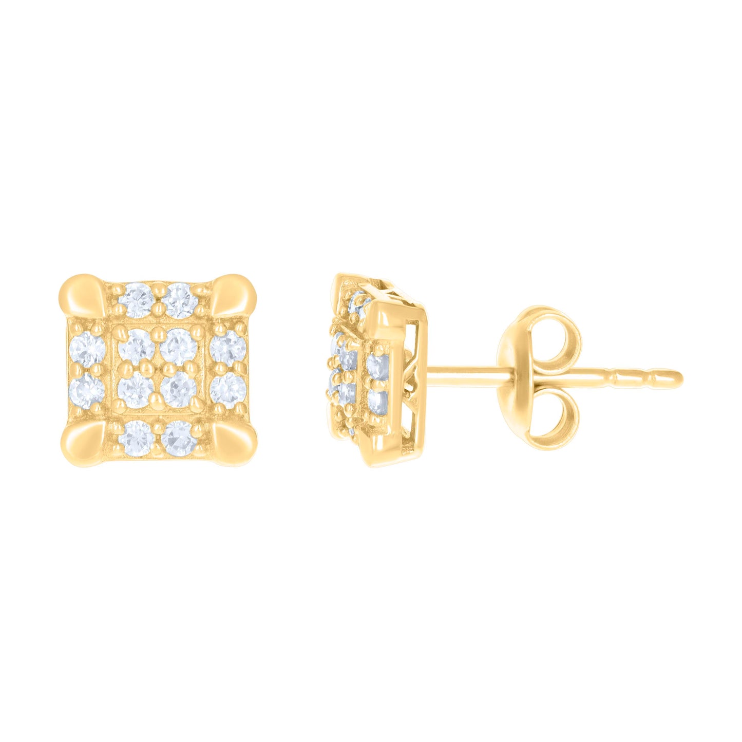 10Kt Gold Cz Earrings 6.5mm