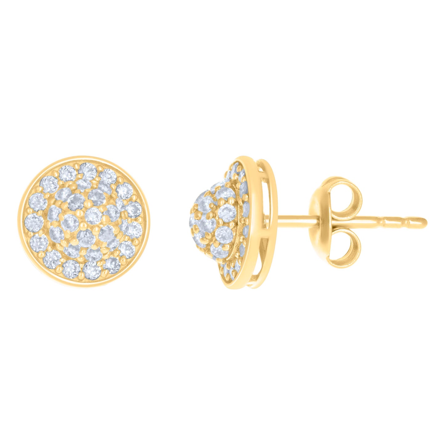 10Kt Gold Cz Earrings 9mm