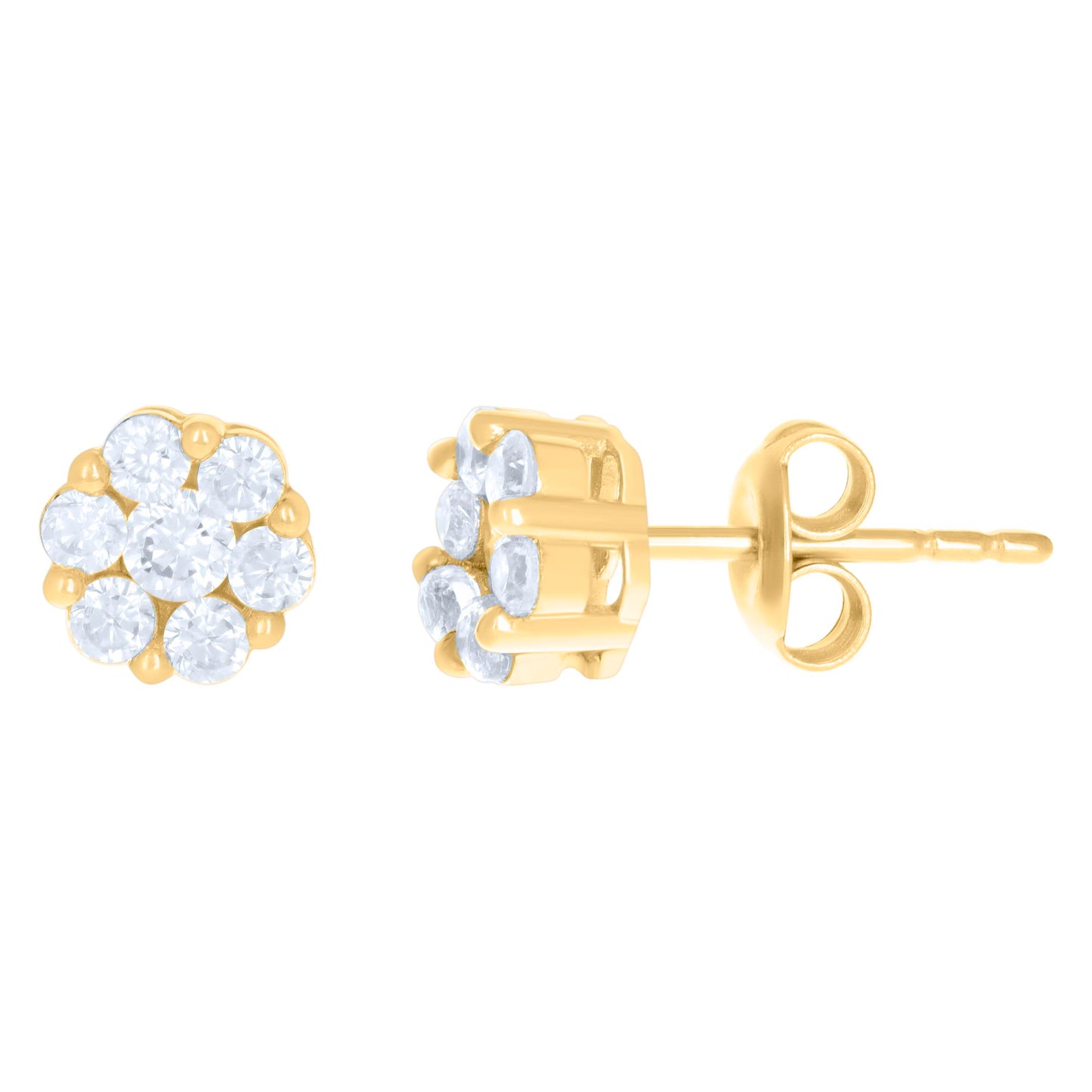 10Kt Gold Cz Earrings 7.5mm