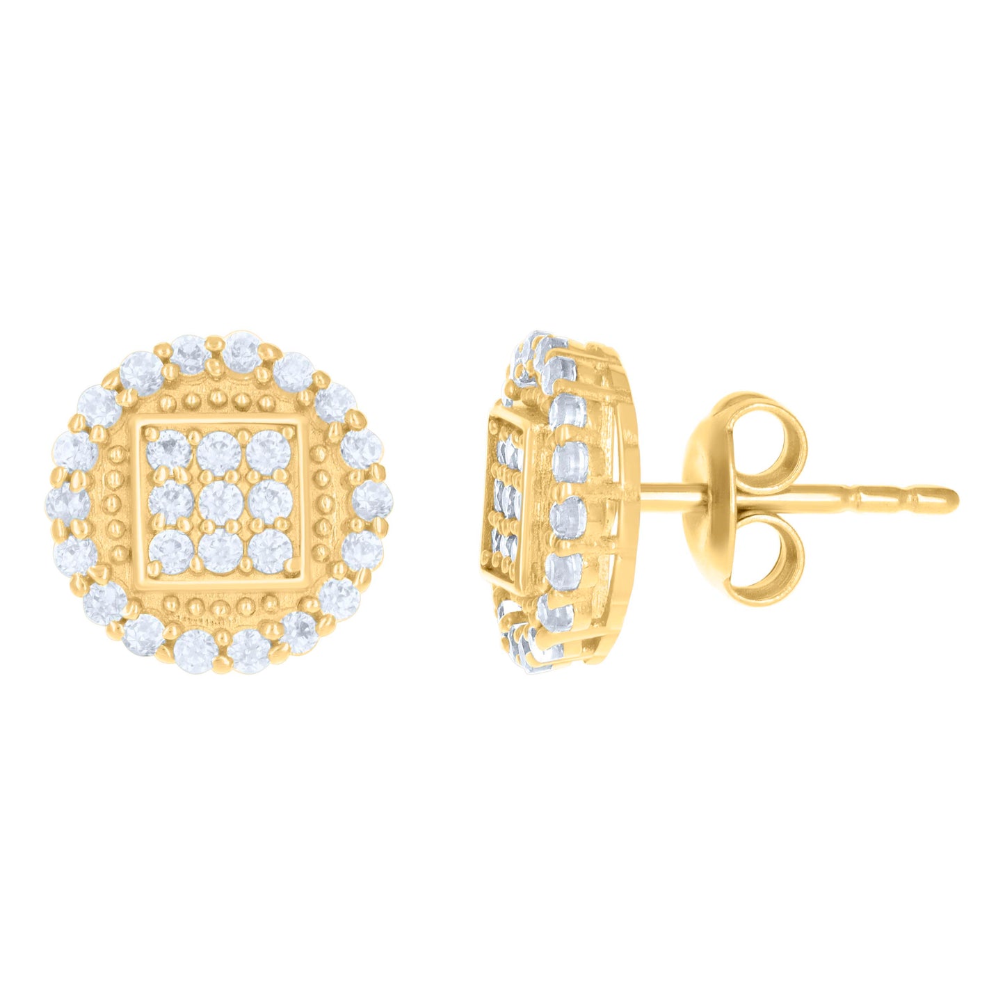 10Kt Gold Cz Earrings 9.5mm