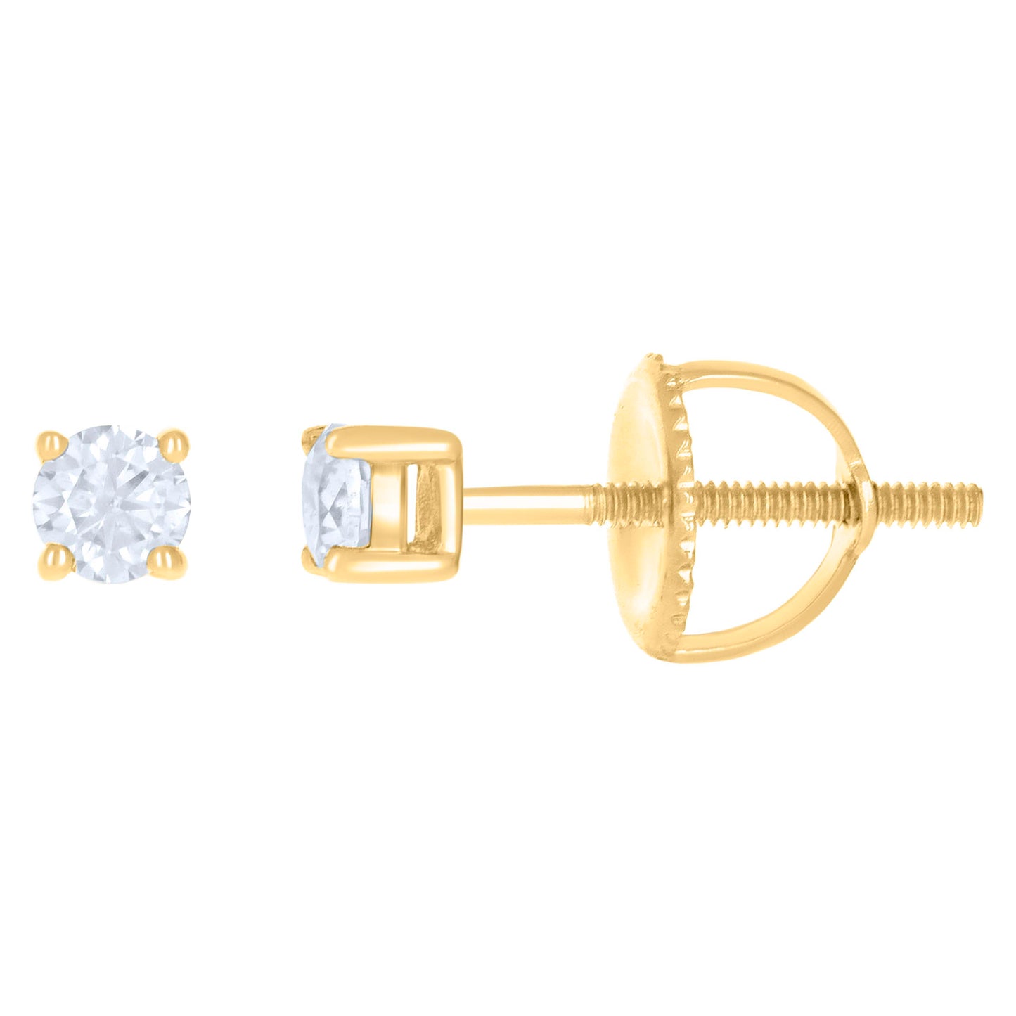 14Kt Yellow Gold 3mm Moissanite Screw Back Earrings