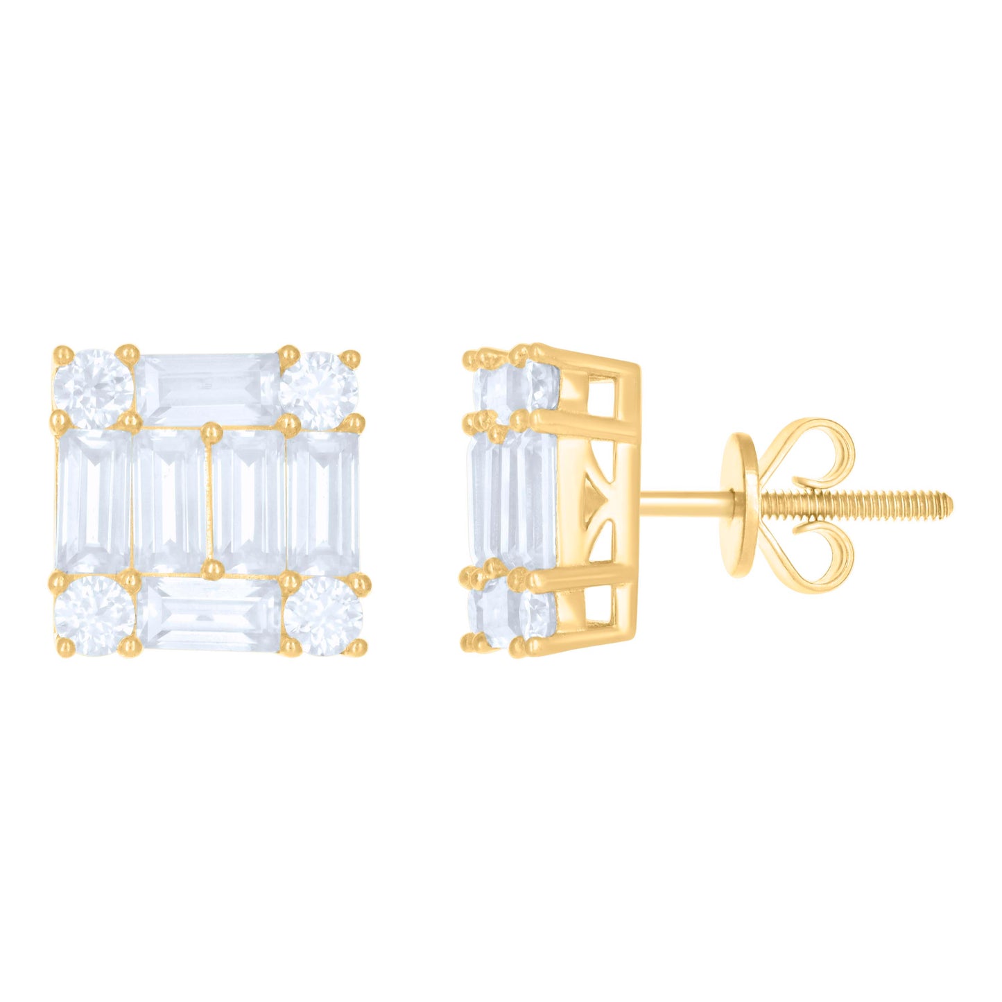 10kt Yellow Gold Womens Moissanite 4.88ct Square Fashion Stud Earrings