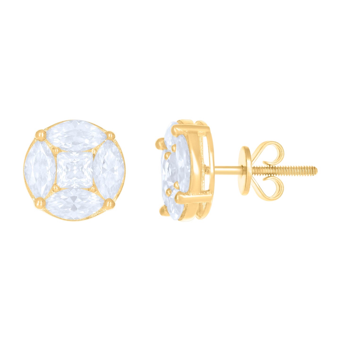10kt Yellow Gold Womens Moissanite 2.50ct Fashion Stud Earrings