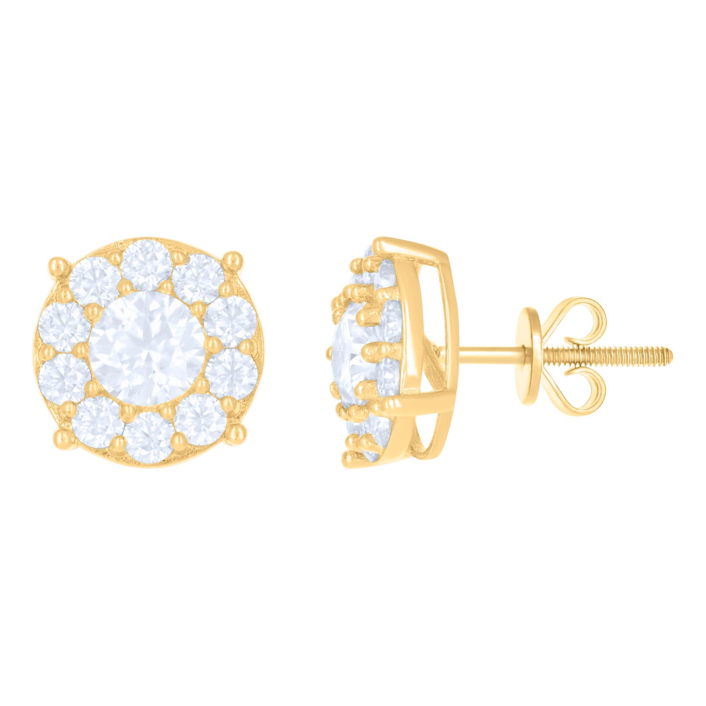 10kt Yellow Gold Womens Moissanite 1.80ct Fashion Stud Earrings