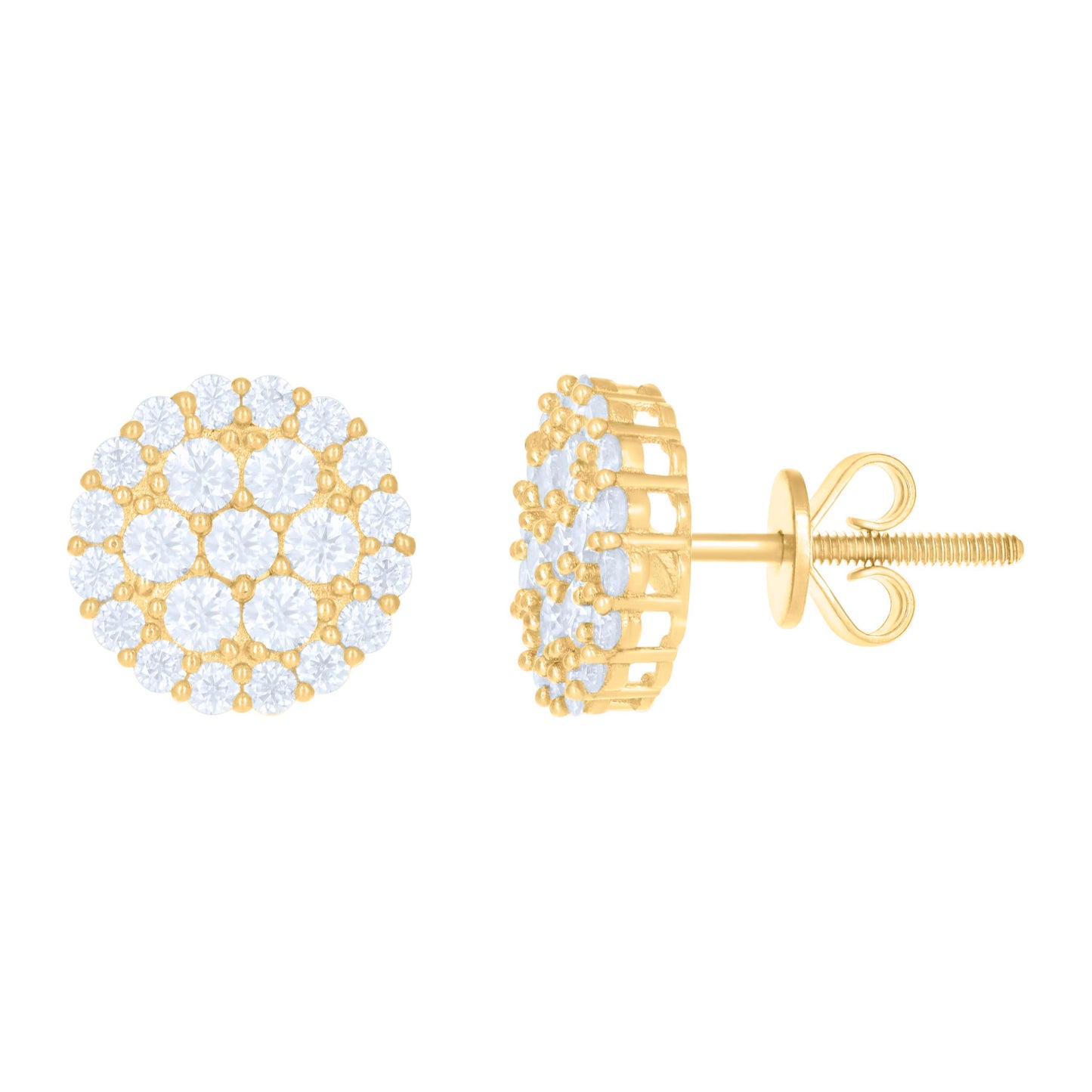 10kt Yellow Gold Womens Moissanite 1.36ct Fashion Stud Earrings