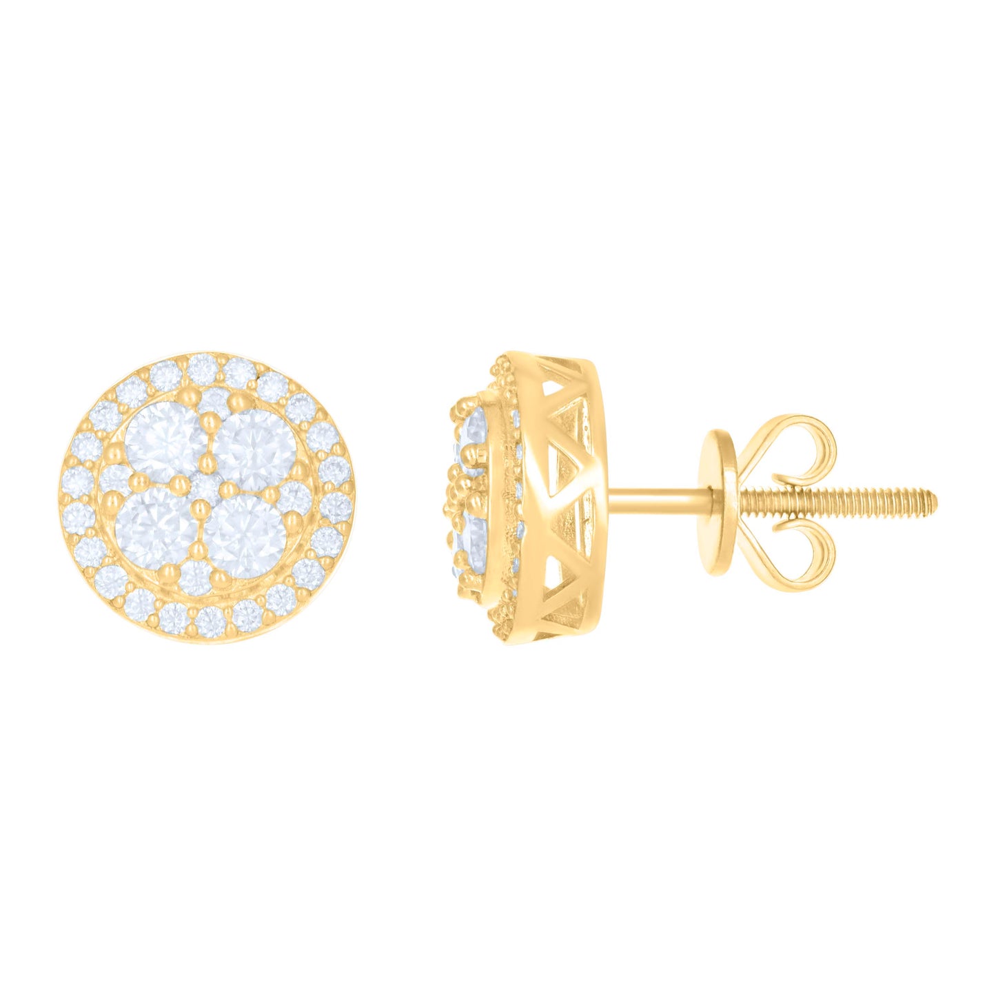 10kt Yellow Gold Womens Moissanite 0.416ct Fashion Stud Earrings