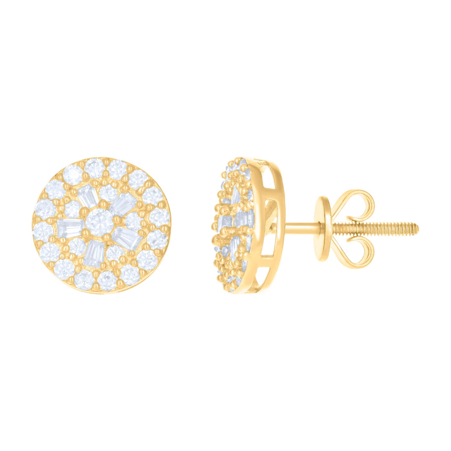 10kt Yellow Gold Womens Moissanite 1.05ct Fashion Stud Earrings