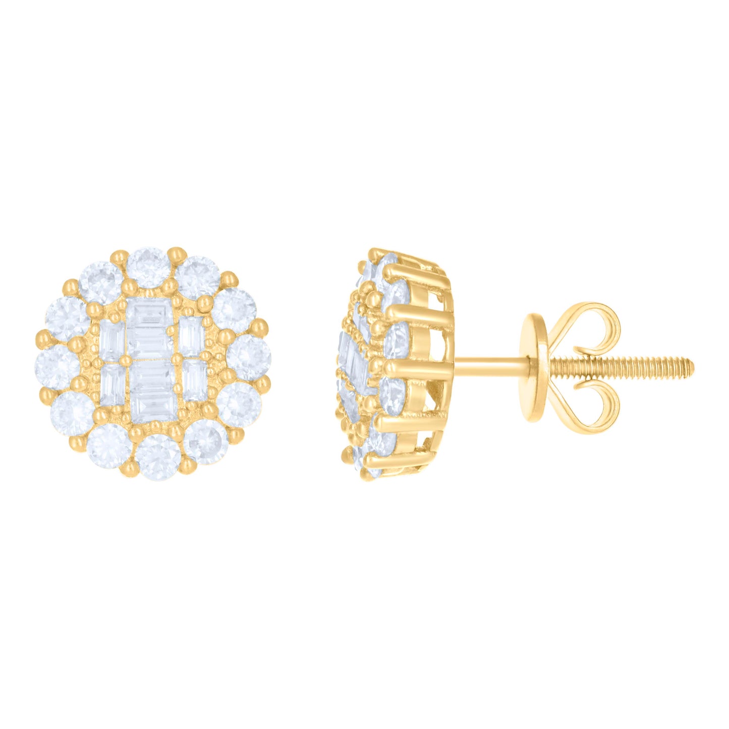 10kt Yellow Gold Womens Moissanite 1.32ct Fashion Stud Earrings
