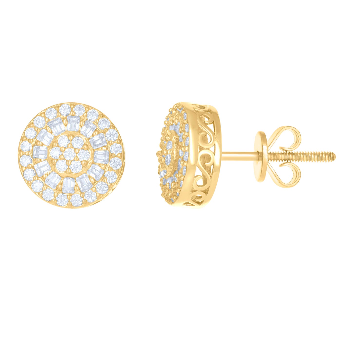 10kt Yellow Gold Womens Moissanite 0.912ct Fashion Stud Earrings