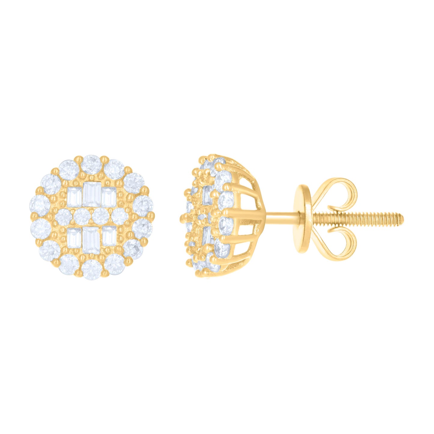 10kt Yellow Gold Womens Moissanite 0.724ct Fashion Stud Earrings