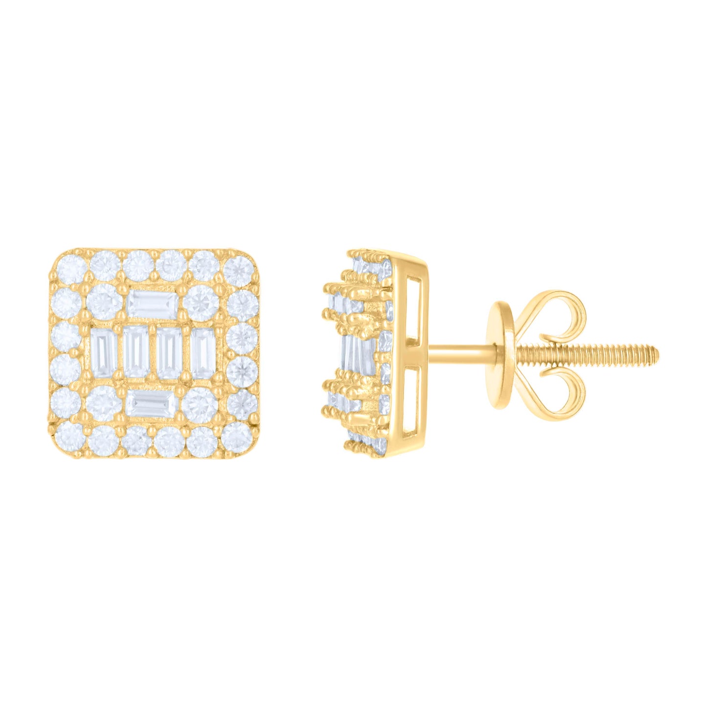 10kt Yellow Gold Womens Moissanite 1.216ct Square Fashion Stud Earrings