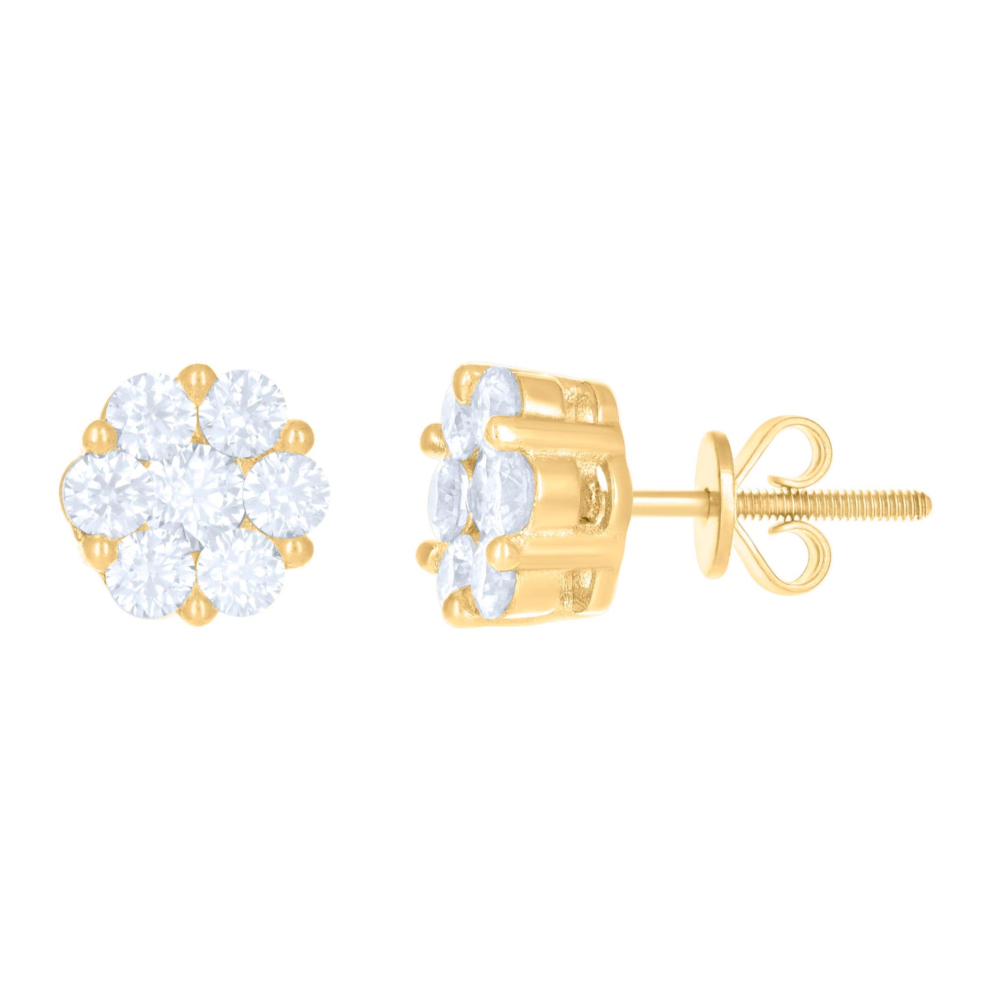 10kt Yellow Gold Womens Moissanite 1.156ct Flower Fashion Stud Earrings