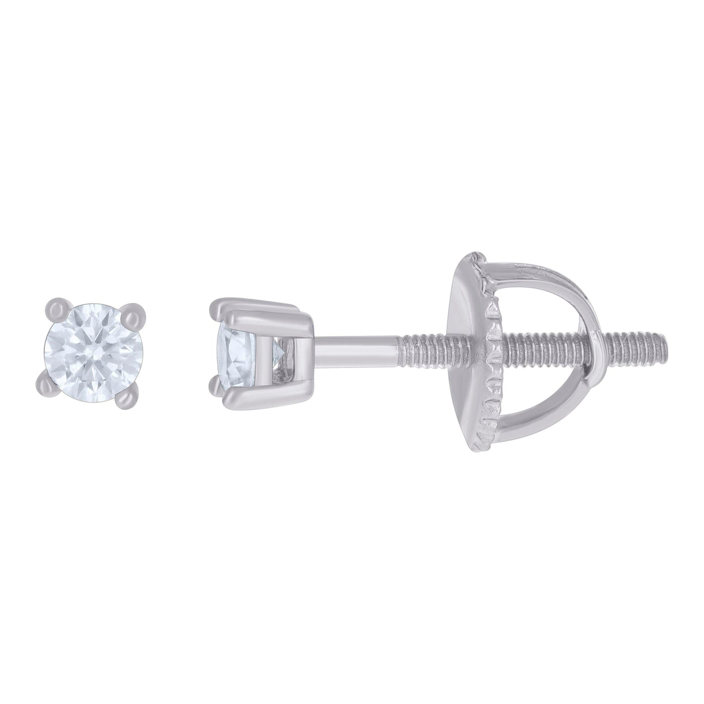 14Kt White Gold 3mm Moissanite Screw Back Earrings