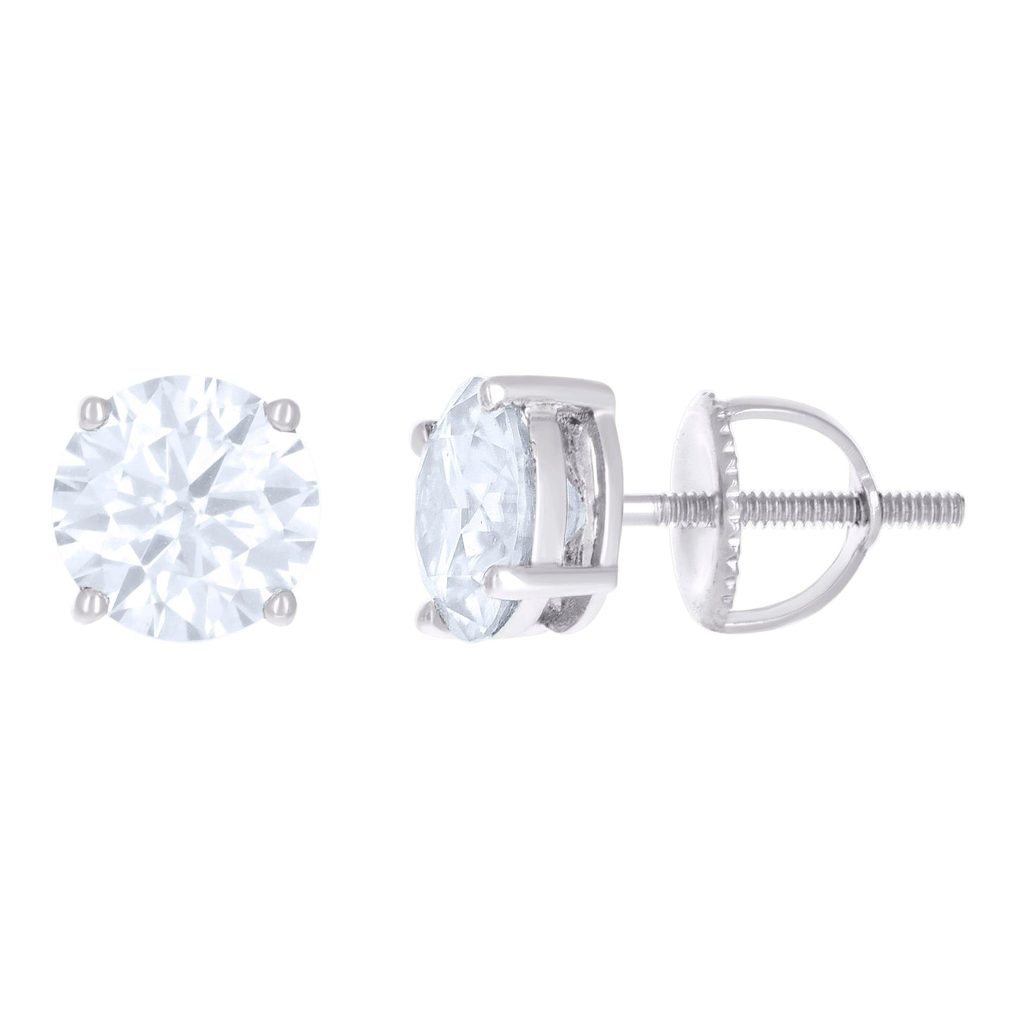 14Kt White Gold 7mm Moissanite Screw Back Earrings