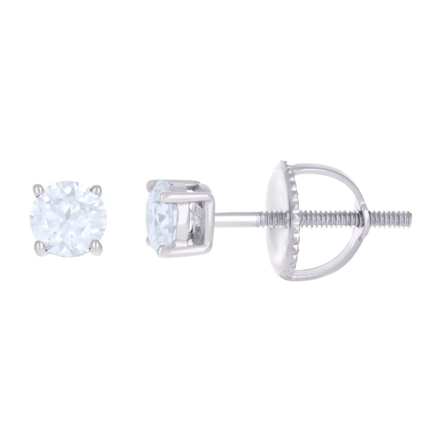 10kt White Gold Unisex Moissanite 0.60ct Solitaire Stud Earrings