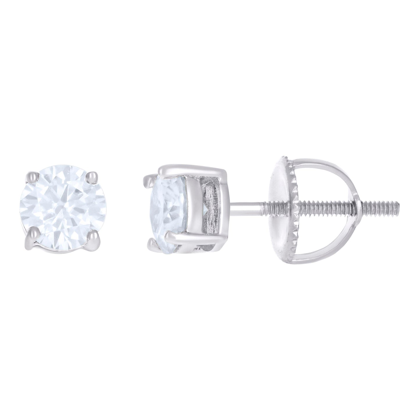10kt White Gold Unisex Moissanite 1.00ct Solitaire Stud Earrings
