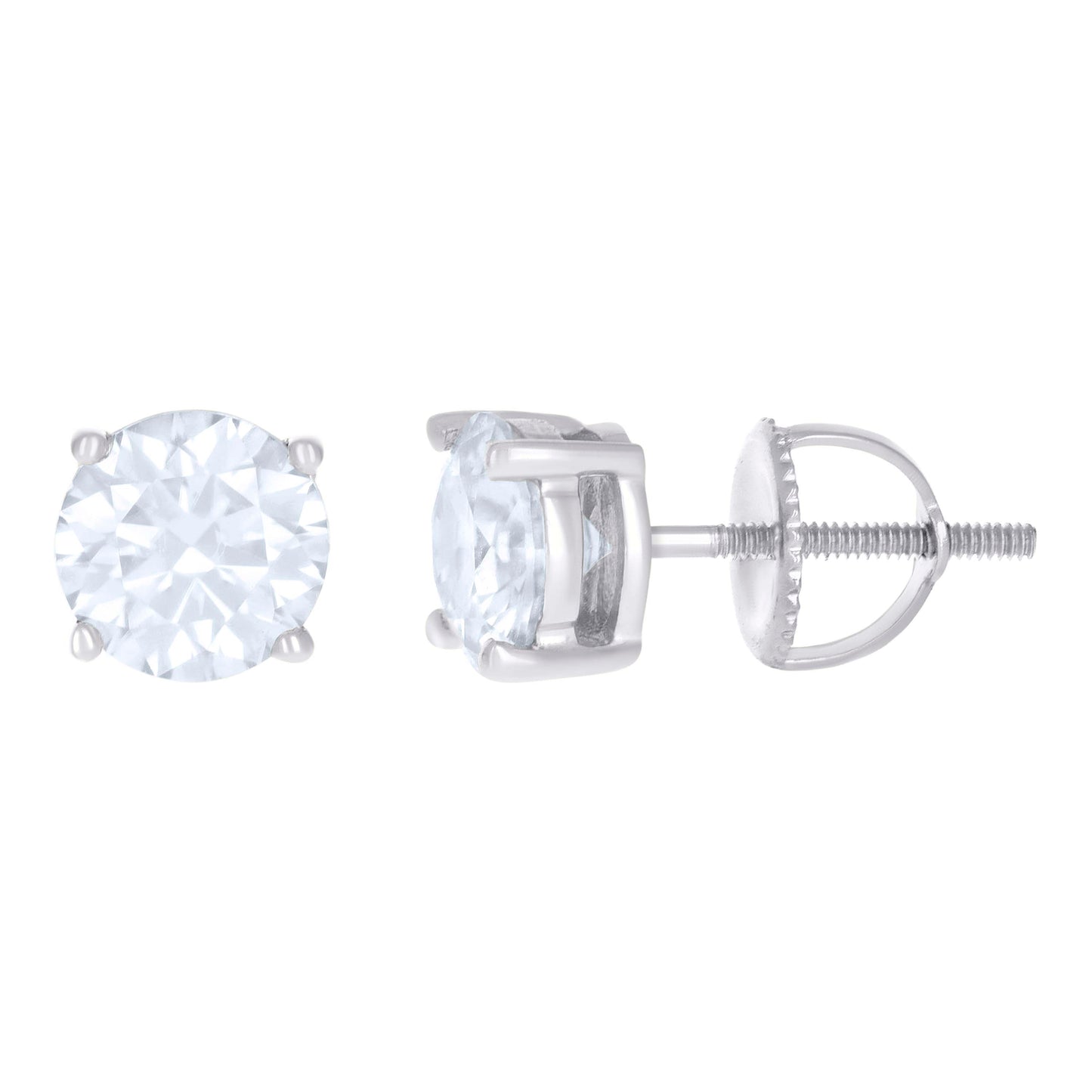 10kt White Gold Unisex Moissanite 1.60ct Solitaire Stud Earrings