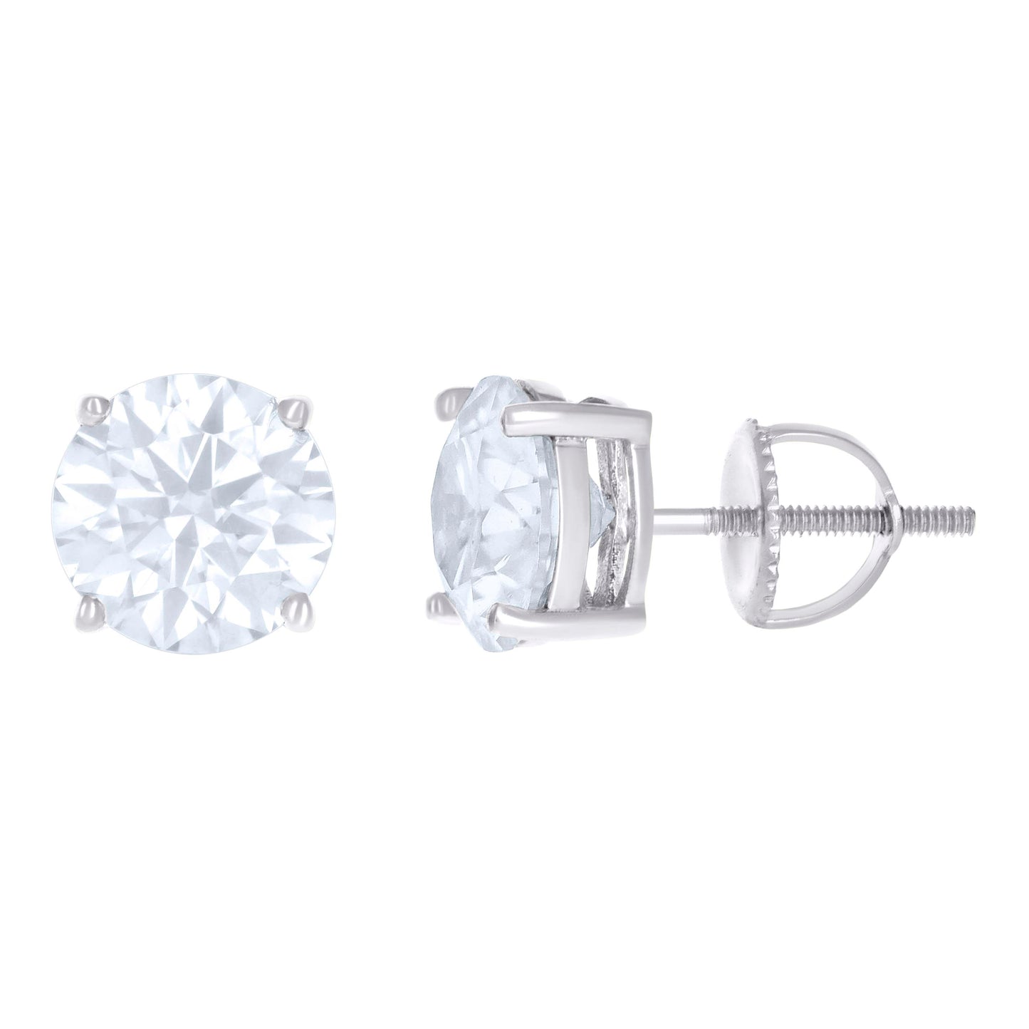 10kt White Gold Unisex Moissanite 4.00ct Solitaire Stud Earrings