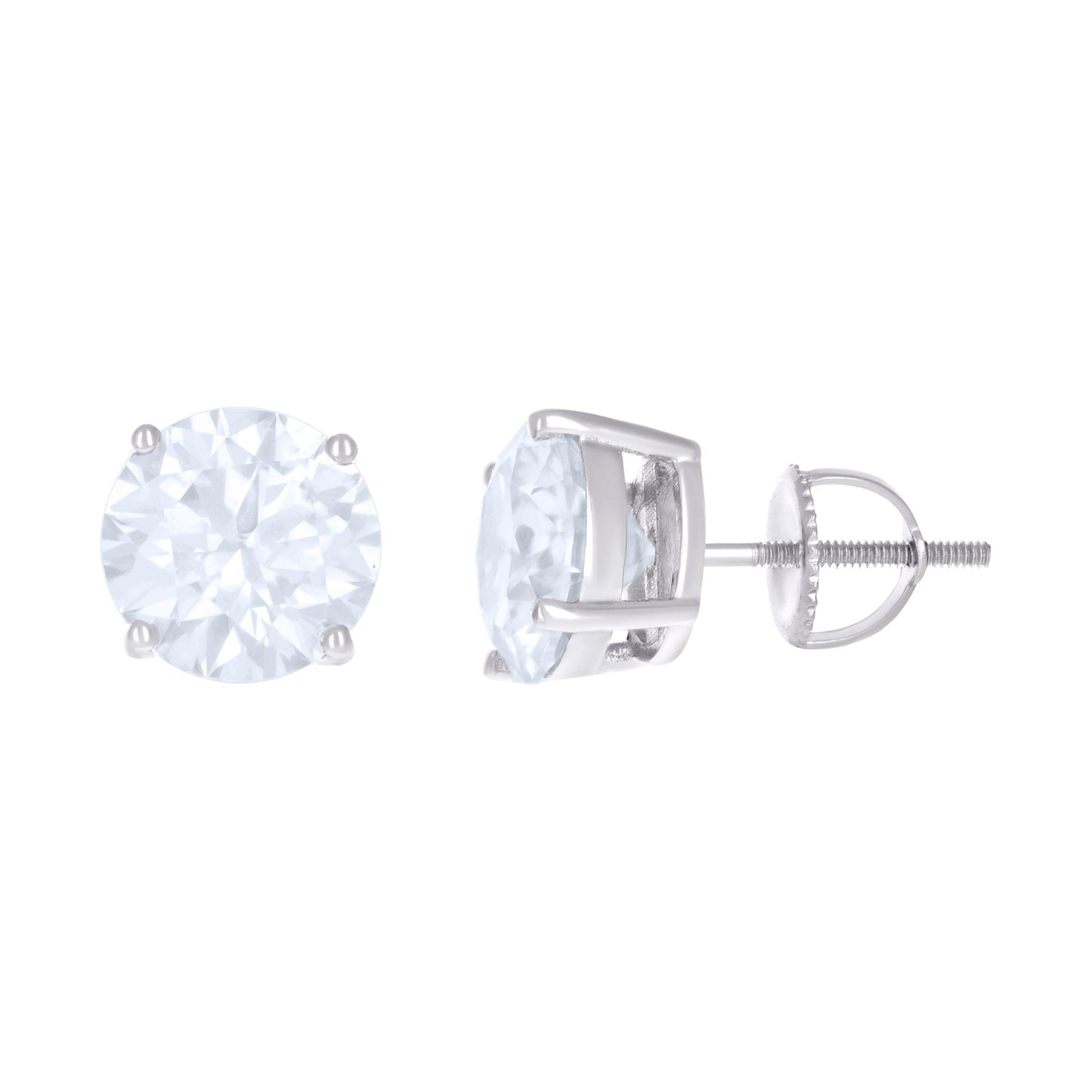 10kt White Gold Unisex Moissanite 6.00ct Solitaire Stud Earrings