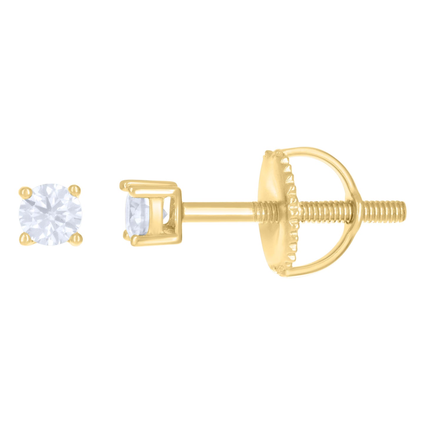 925 Silver 3mm Round Screwback Moissanite Ctw 0.2