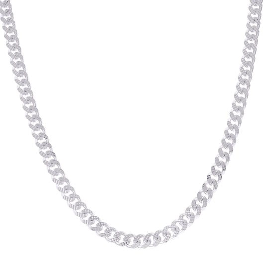 925 Silver Solid Miami Cuban Pyramid Chain 7mm