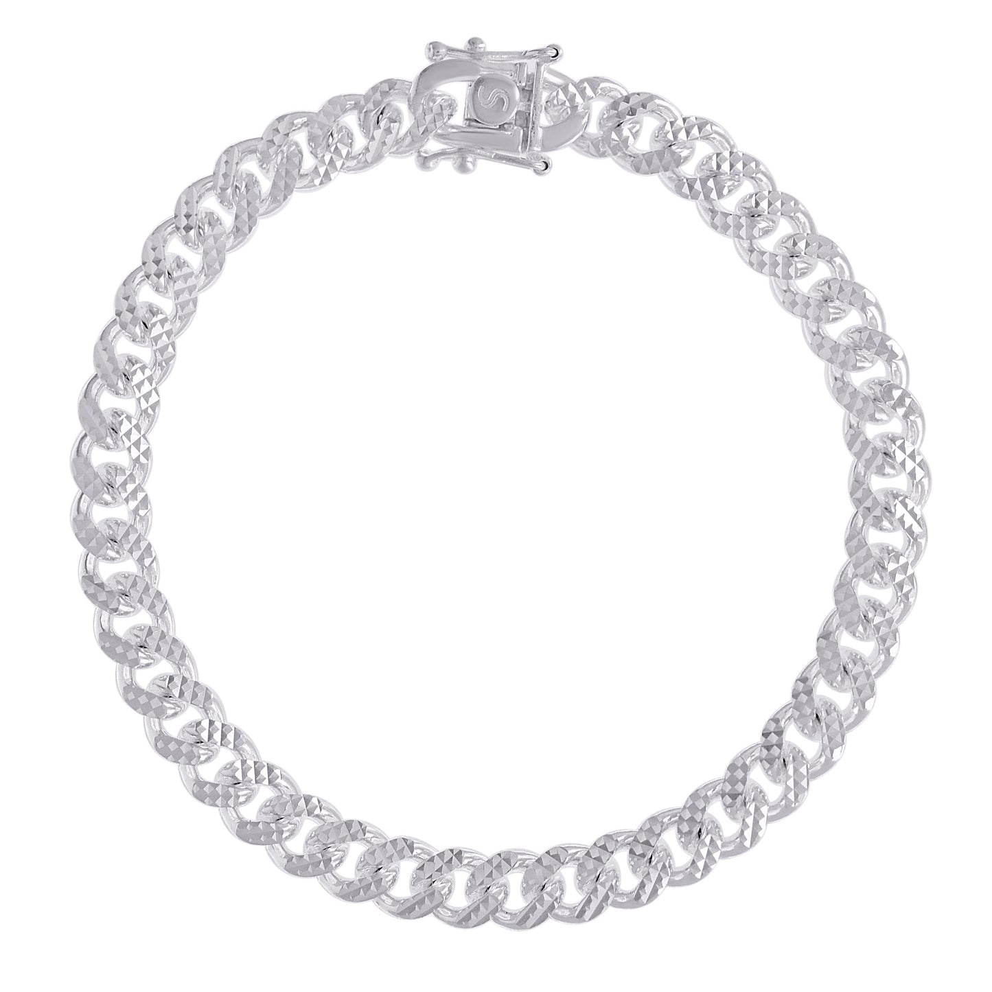 925 Silver Solid Miami Cuban Pyramid Chain 7mm